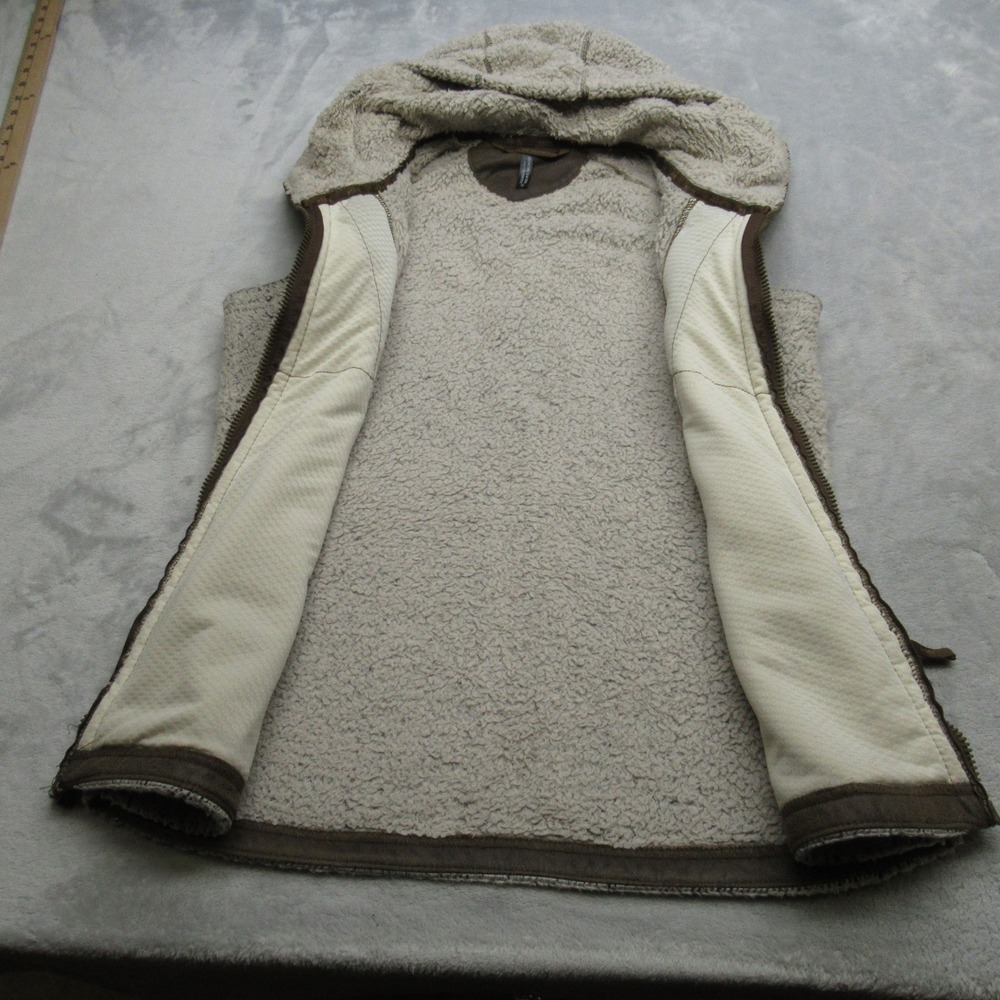 Kuhl Vest Women Small Brown Pockets Sherpa Shealing Flight Hooded Full Zip - Picture 10 of 14